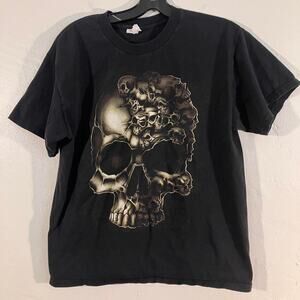 Alstyle AAA Skull Graphic T-Shirt L Black Gray